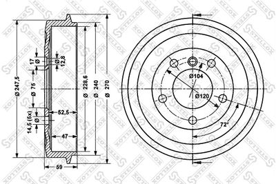  60251505SX STELLOX Тормозной барабан