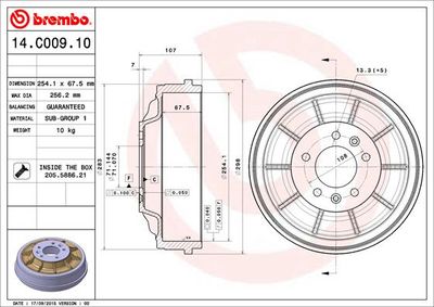  14C00910 BREMBO Тормозной барабан