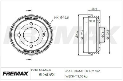  BD6093 FREMAX Тормозной барабан