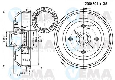  801169 VEMA Тормозной барабан