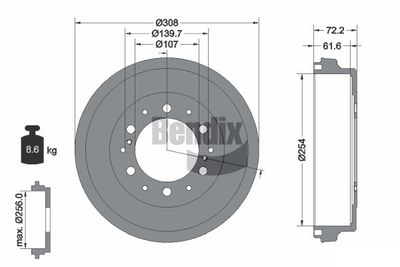  BDM1119 BENDIX Braking Тормозной барабан