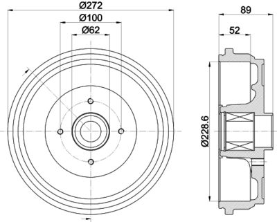  8DT355303111 HELLA PAGID Тормозной барабан