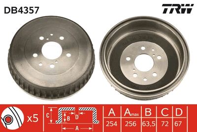  DB4357 TRW Тормозной барабан