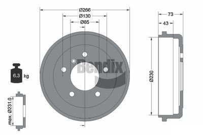  BDM1003 BENDIX Braking Тормозной барабан