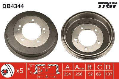  DB4344 TRW Тормозной барабан