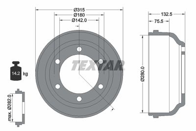  94013300 TEXTAR Тормозной барабан