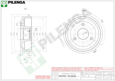  6020 PILENGA Тормозной барабан