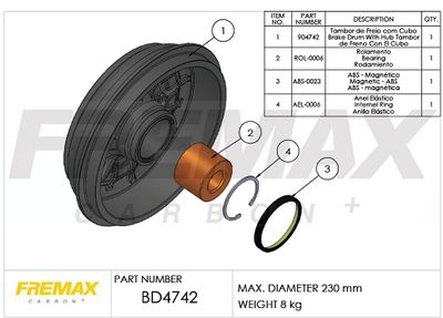  BD4742KT FREMAX Тормозной барабан