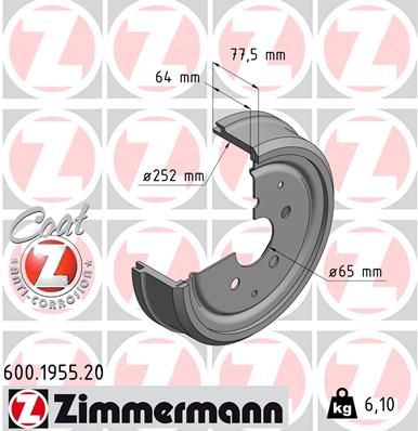  600195520 ZIMMERMANN Тормозной барабан