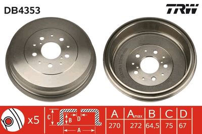  DB4353 TRW Тормозной барабан