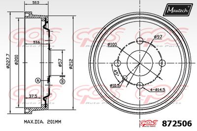  872506 MAXTECH Тормозной барабан