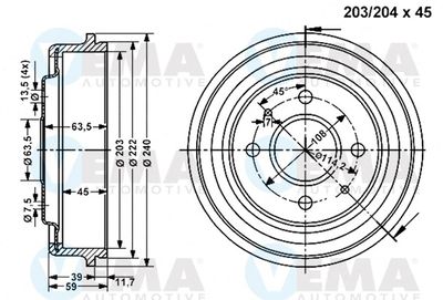  801167 VEMA Тормозной барабан