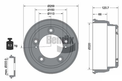  BDM1166 BENDIX Braking Тормозной барабан