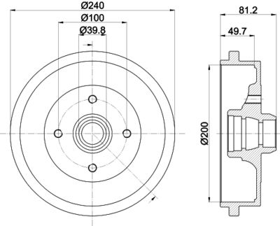  8DT355301701 HELLA PAGID Тормозной барабан