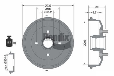  BDM1039 BENDIX Braking Тормозной барабан