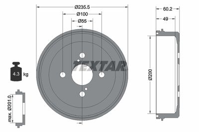  94025600 TEXTAR Тормозной барабан