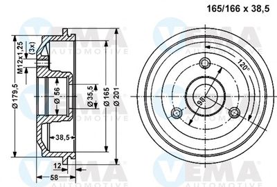  800842 VEMA Тормозной барабан