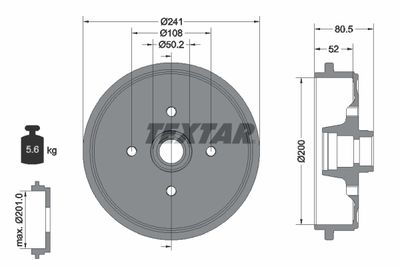  94020500 TEXTAR Тормозной барабан