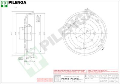  6002 PILENGA Тормозной барабан