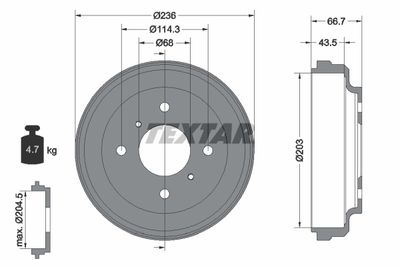  94026900 TEXTAR Тормозной барабан