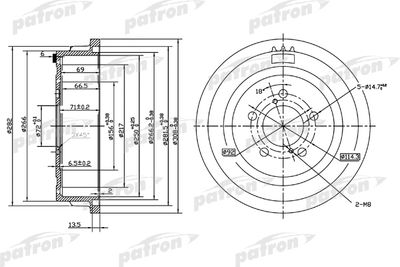  PDR1003 PATRON Тормозной барабан