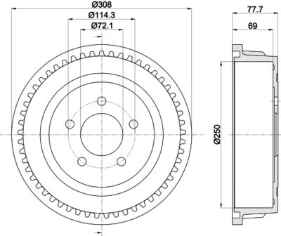  8DT355300721 HELLA Тормозной барабан