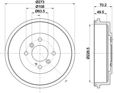  8DT355303001 HELLA Тормозной барабан