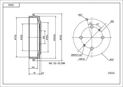  218226 HART Тормозной барабан