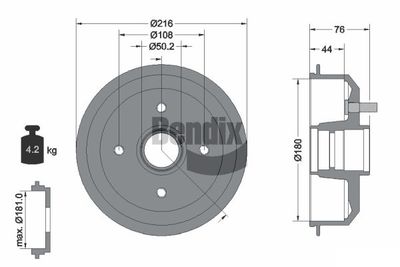  BDM1020 BENDIX Braking Тормозной барабан