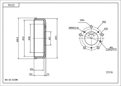  221456 HART Тормозной барабан