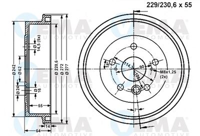  801211 VEMA Тормозной барабан