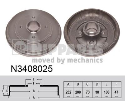  N3408025 NIPPARTS Тормозной барабан