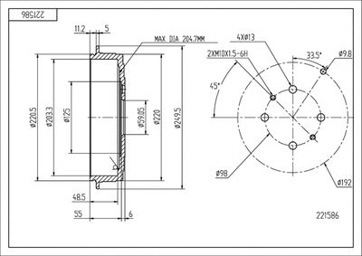  221586 HART Тормозной барабан