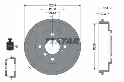  94031900 TEXTAR Тормозной барабан