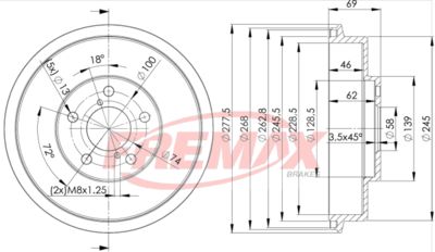  BD4703 FREMAX Тормозной барабан