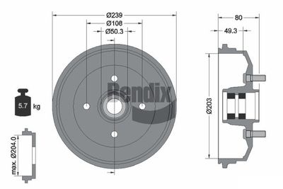  BDM1136 BENDIX Braking Тормозной барабан