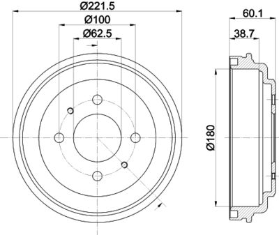  8DT355302451 HELLA PAGID Тормозной барабан