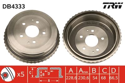  DB4333 TRW Тормозной барабан