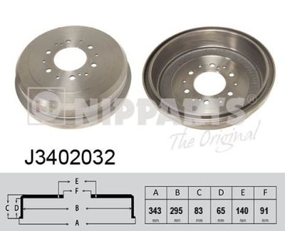  J3402032 NIPPARTS Тормозной барабан