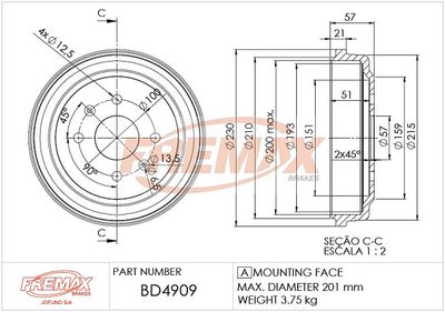  BD4909 FREMAX Тормозной барабан