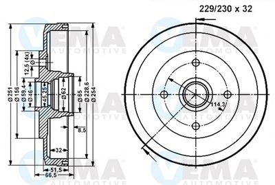  801255 VEMA Тормозной барабан