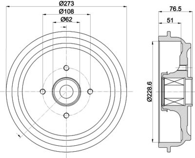  8DT355302771 HELLA PAGID Тормозной барабан