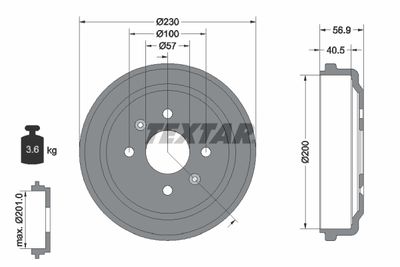  94032100 TEXTAR Тормозной барабан