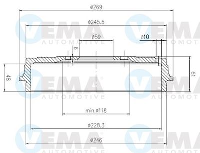  801502 VEMA Тормозной барабан