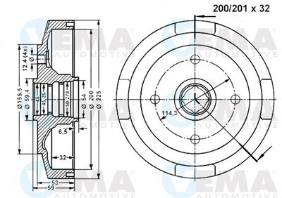  801156 VEMA Тормозной барабан