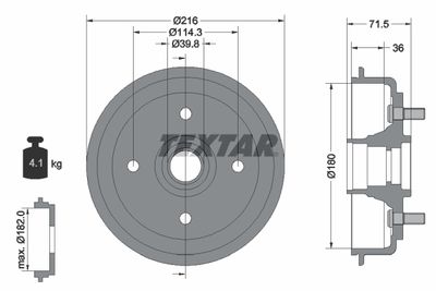  94030200 TEXTAR Тормозной барабан