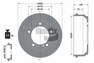  BDM1072 BENDIX Braking Тормозной барабан