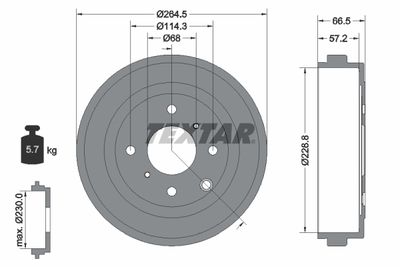  94046400 TEXTAR Тормозной барабан