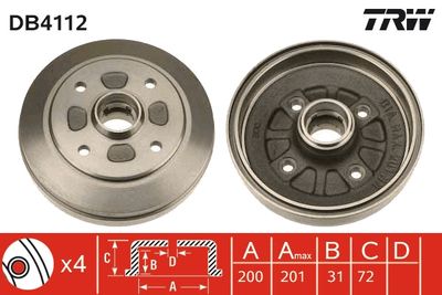  DB4112 TRW Тормозной барабан