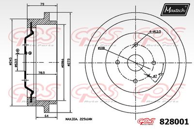  828001 MAXTECH Тормозной барабан